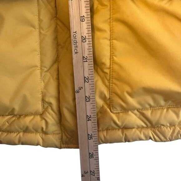 Lands End Goose Down Barn Chore Jacket Womens Small Quilted Hooded Yellow Parka - Picture 9 of 12